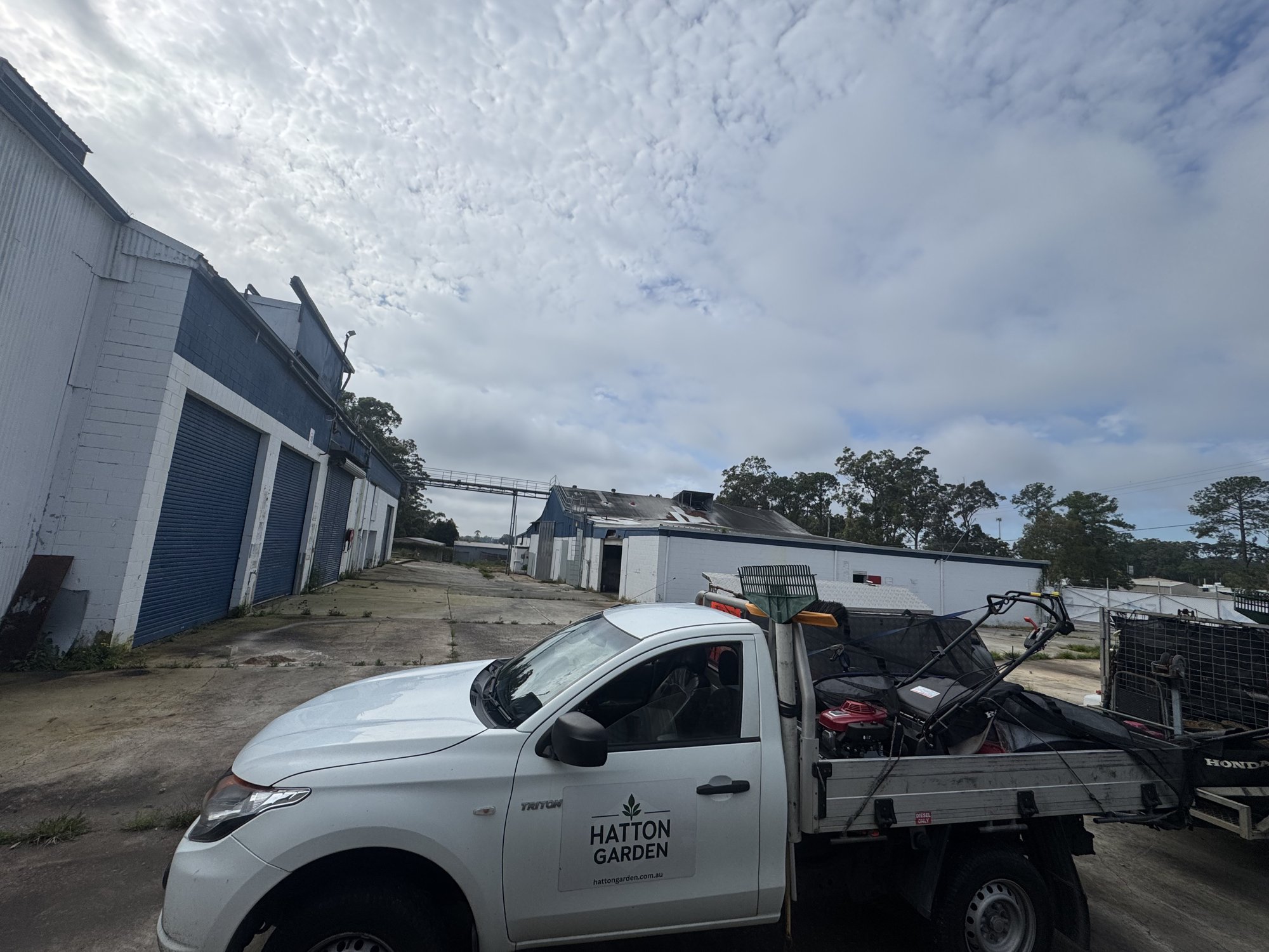 Hatton Garden ute and equipment on site at a vacant commercial lot on the Sunshine Coast