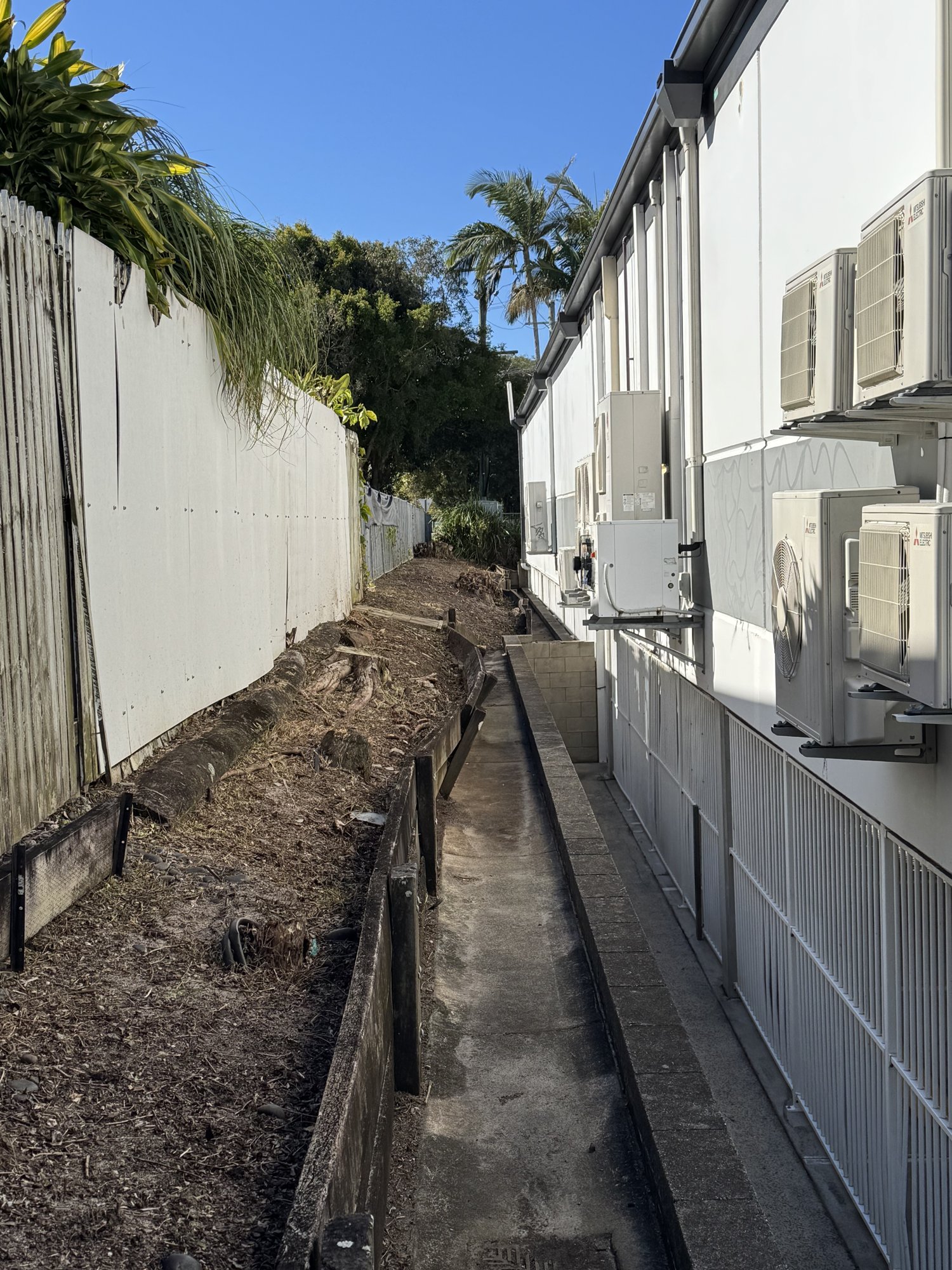 The same side passage fully cleared, same angle, two months later